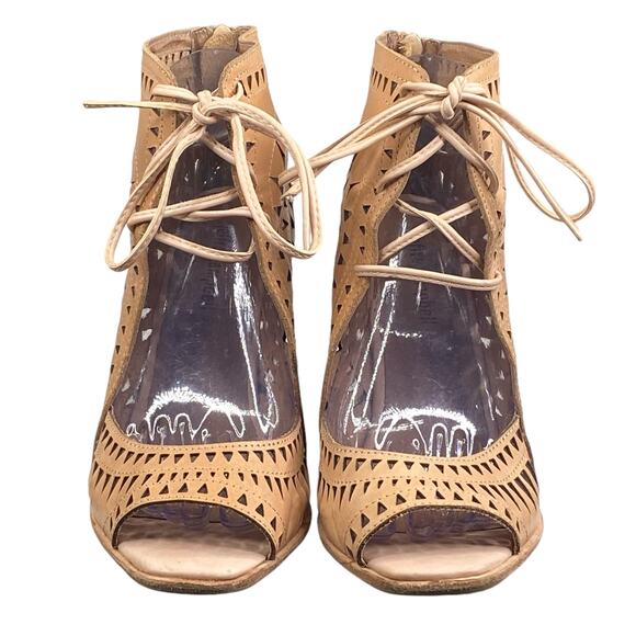 Jeffrey Campbell Women’s Rodillo Tan Leather Wedge Sandal Size US 9.5 - Picture 7 of 12